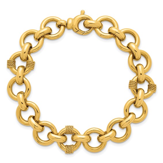 Herco 18K Textured Wrap Circle Link 7.75 Inch Bracelet