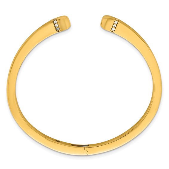 Herco 18K Polished CZ Hinged Cuff Bangle