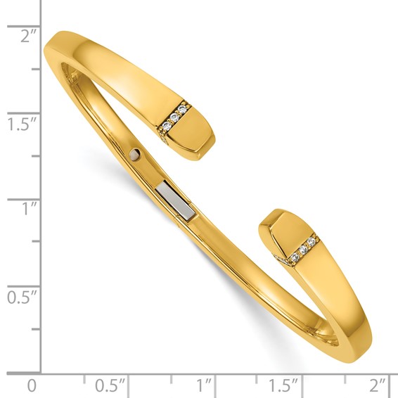 Herco 18K Polished CZ Hinged Cuff Bangle