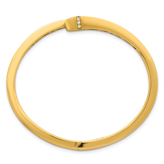 Herco 18K Polished CZ Bypass Hinged Bangle