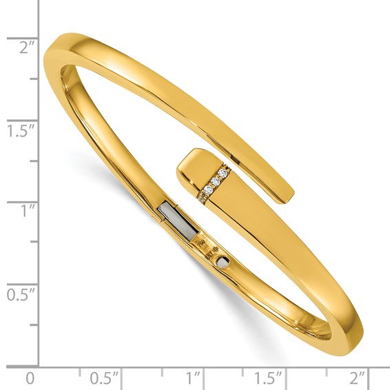 Herco 18K Polished CZ Bypass Hinged Bangle