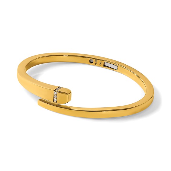 Herco 18K Polished CZ Bypass Hinged Bangle