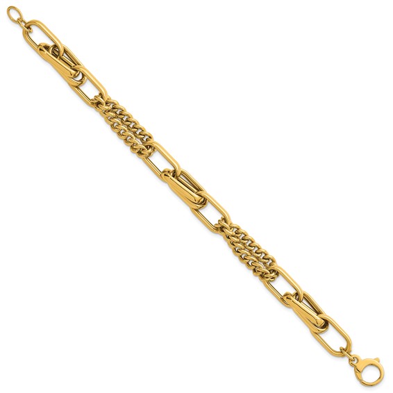Herco 18K Polished Mixed Curb and Oval Link 8 Inch Bracelet