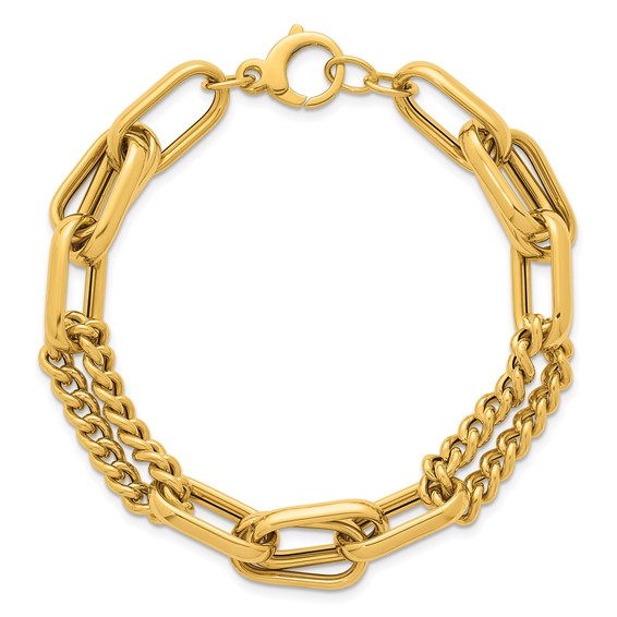 Herco 18K Polished Mixed Curb and Oval Link 8 Inch Bracelet