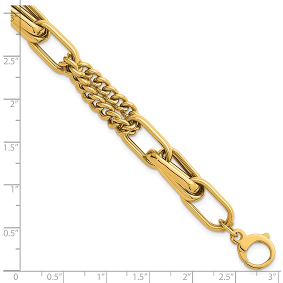 Herco 18K Polished Mixed Curb and Oval Link 8 Inch Bracelet