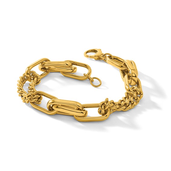 Herco 18K Polished Mixed Curb and Oval Link 8 Inch Bracelet