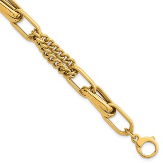 Herco 18K Polished Mixed Curb and Oval Link 8 Inch Bracelet