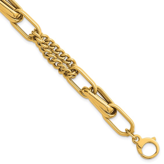 Herco 18K Polished Mixed Curb and Oval Link 8 Inch Bracelet