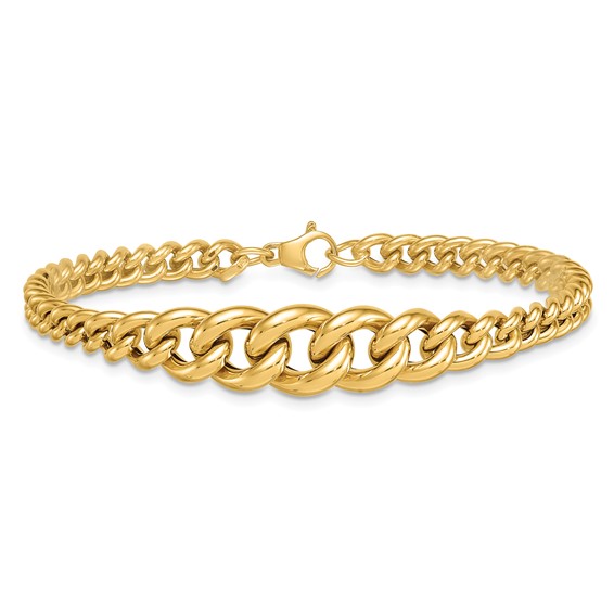 Herco 18k Polished Graduated Curb Link 7.5 Inch Bracelet
