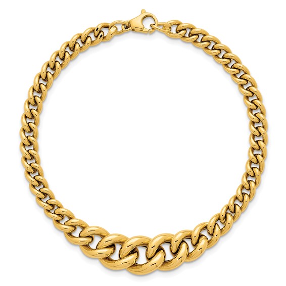 Herco 18k Polished Graduated Curb Link 7.5 Inch Bracelet