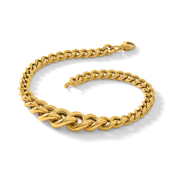Herco 18k Polished Graduated Curb Link 7.5 Inch Bracelet