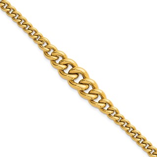 Herco 18k Polished Graduated Curb Link 7.5 Inch Bracelet
