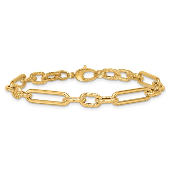 Herco 18K Polished and Twisted Mixed Open Link 8 Inch Bracelet