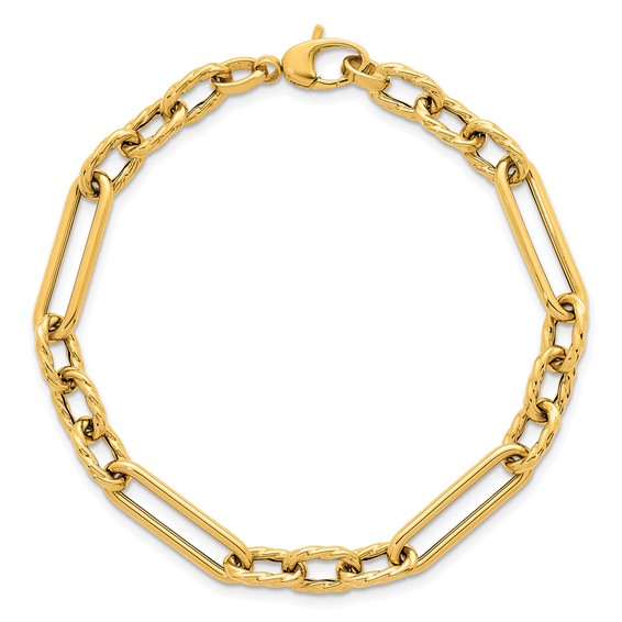 Herco 18K Polished and Twisted Mixed Open Link 8 Inch Bracelet