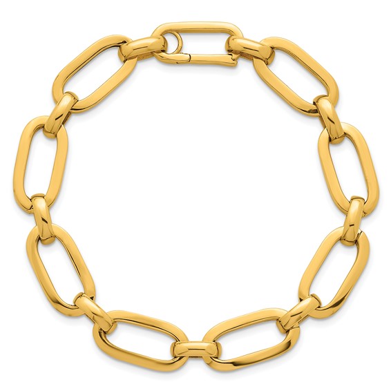 Herco 18K Polished 10mm Oval Link 8 Inch Bracelet