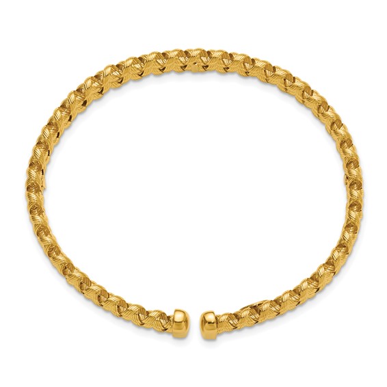 Herco 18K Polished Textured Double Twist Flexible Cuff Bracelet