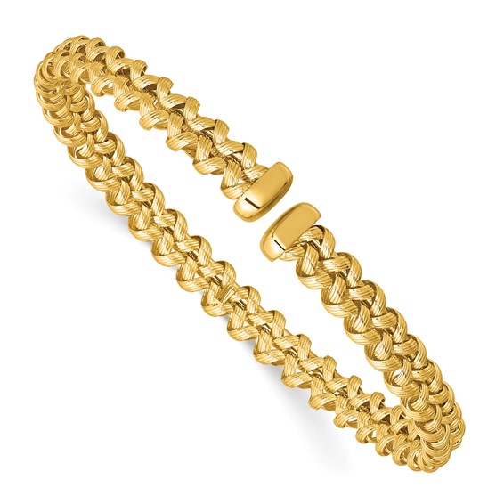 Herco 18K Polished Textured Double Twist Flexible Cuff Bracelet