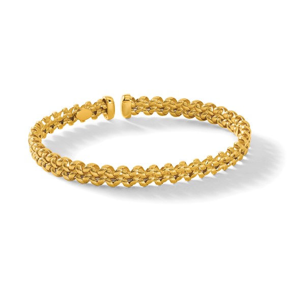 Herco 18K Polished Textured Double Twist Flexible Cuff Bracelet
