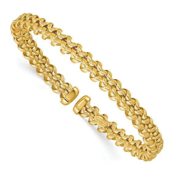 Herco 18K Polished Textured Double Twist Flexible Cuff Bracelet