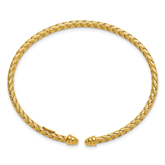 Herco 18K Polished 2.7mm Braided Weave Flexible Cuff Bracelet