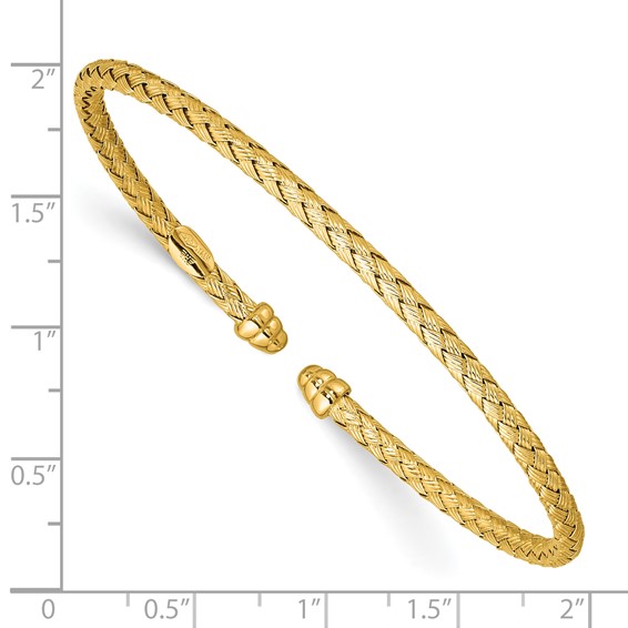 Herco 18K Polished 2.7mm Braided Weave Flexible Cuff Bracelet