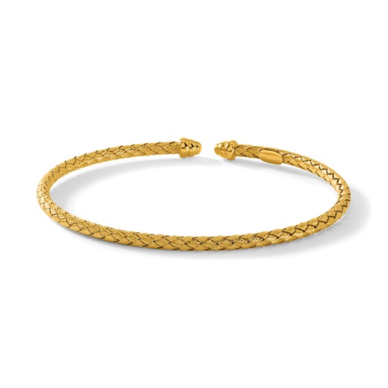 Herco 18K Polished 2.7mm Braided Weave Flexible Cuff Bracelet