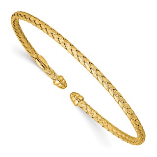 Herco 18K Polished 2.7mm Braided Weave Flexible Cuff Bracelet