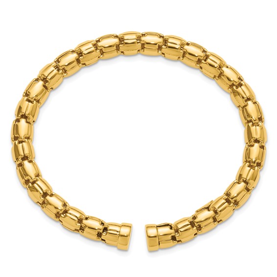 Herco 18k Polished 6mm Rounded Link Flexible Cuff Bracelet