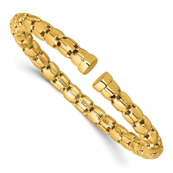 Herco 18k Polished 6mm Rounded Link Flexible Cuff Bracelet