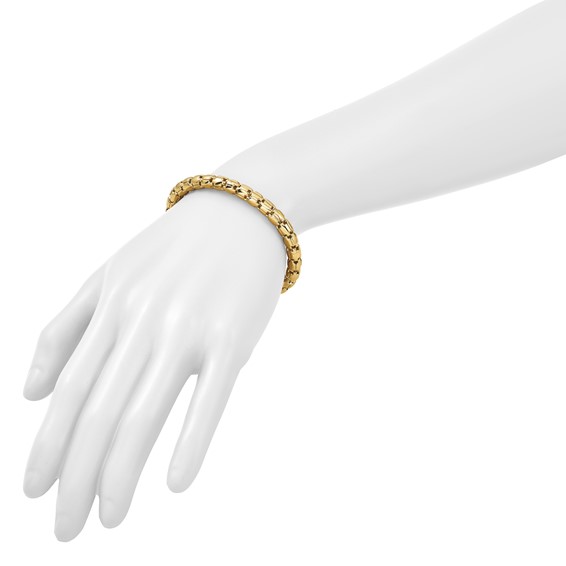 Herco 18k Polished 6mm Rounded Link Flexible Cuff Bracelet