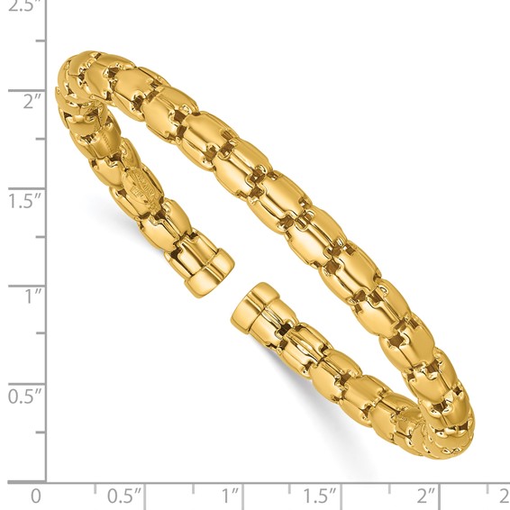 Herco 18k Polished 6mm Rounded Link Flexible Cuff Bracelet