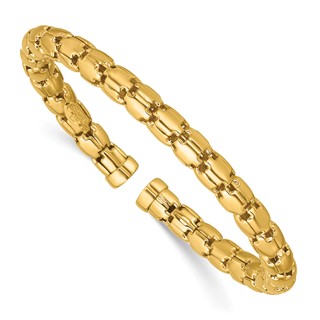 Herco 18k Polished 6mm Rounded Link Flexible Cuff Bracelet