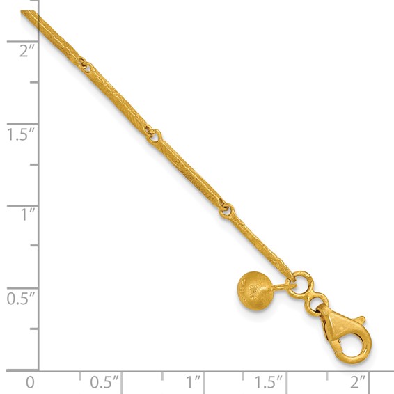 Herco 18K Handmade Solid Textured Bar Link 7.5 Inch Bracelet