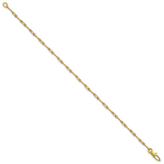 Herco 18K Polished Solid Twisted Bar Link 7.5 Inch Chain Bracelet