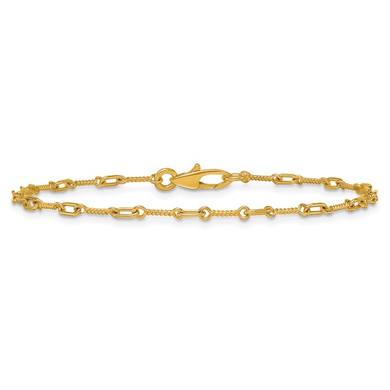Herco 18K Polished Solid Twisted Bar Link 7.5 Inch Chain Bracelet