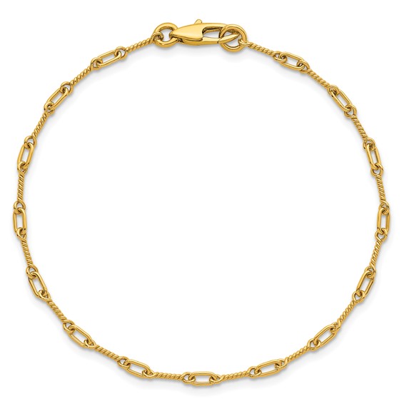Herco 18K Polished Solid Twisted Bar Link 7.5 Inch Chain Bracelet