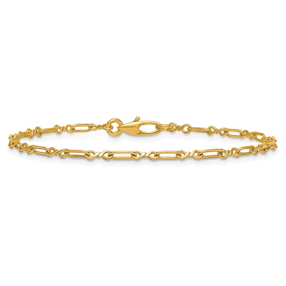 Herco 18K Polished Solid Twisted Oval Link 7.5 Inch Chain Bracelet