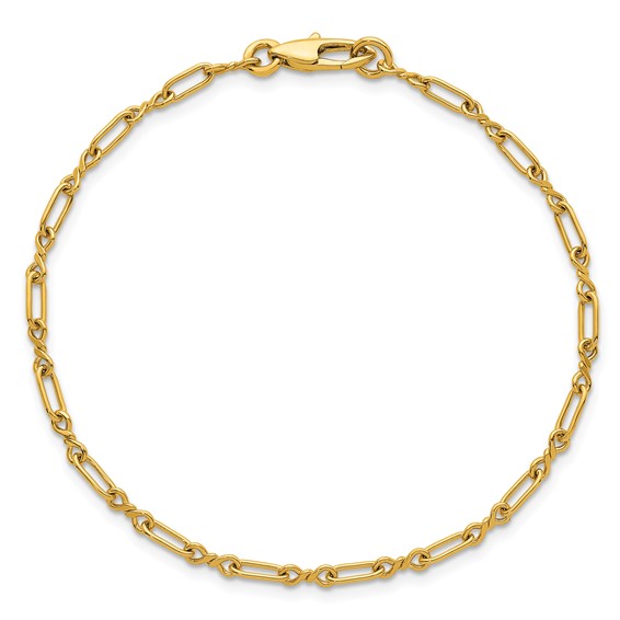 Herco 18K Polished Solid Twisted Oval Link 7.5 Inch Chain Bracelet