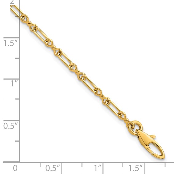 Herco 18K Polished Solid Twisted Oval Link 7.5 Inch Chain Bracelet