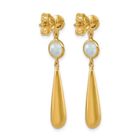 Herco 18K Polished Round Aquamarine and Teardrop Post Dangle Earrings