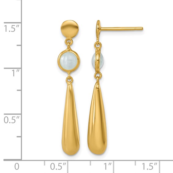 Herco 18K Polished Round Aquamarine and Teardrop Post Dangle Earrings