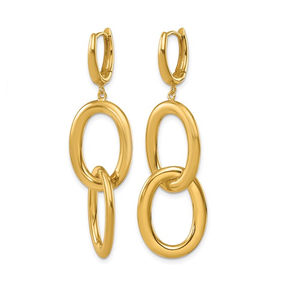 Herco 18K Polished Double Oval Huggie Hoop Dangle Earrings