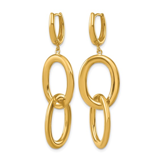Herco 18K Polished Double Oval Huggie Hoop Dangle Earrings