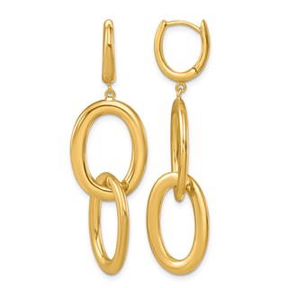Herco 18K Polished Double Oval Huggie Hoop Dangle Earrings
