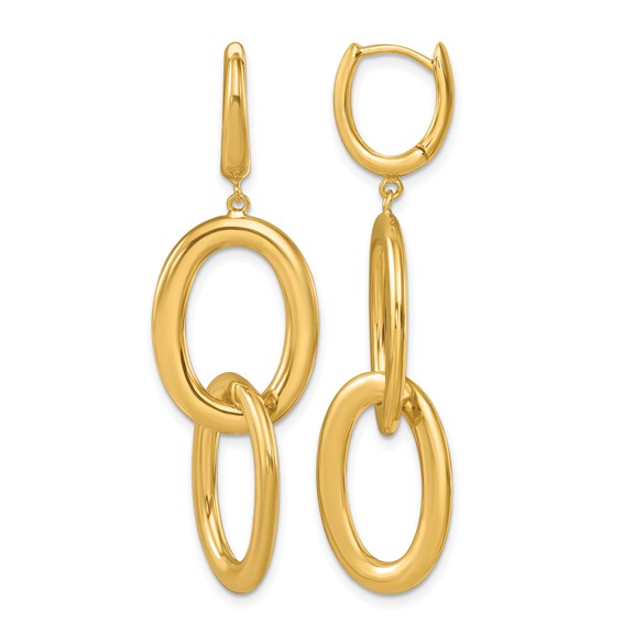 Herco 18K Polished Double Oval Huggie Hoop Dangle Earrings