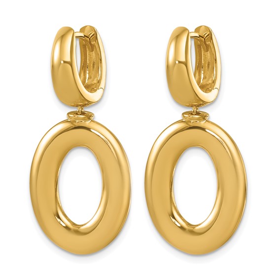 Herco 18K Polished Oval Huggie Hoop Dangle Earrings