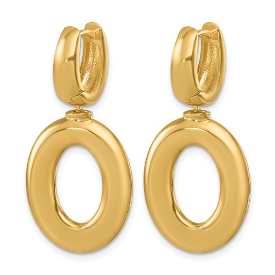 Herco 18K Polished Oval Huggie Hoop Dangle Earrings