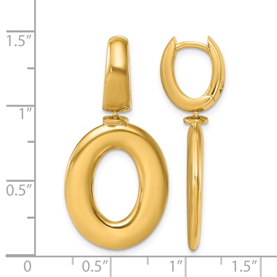 Herco 18K Polished Oval Huggie Hoop Dangle Earrings