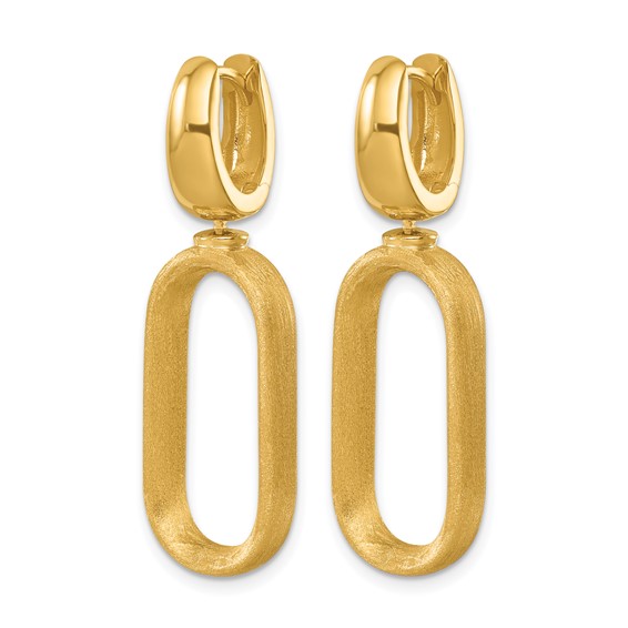 Herco 18K Polished and Brushed Oval Hinged Huggie Hoop Dangle Earrings