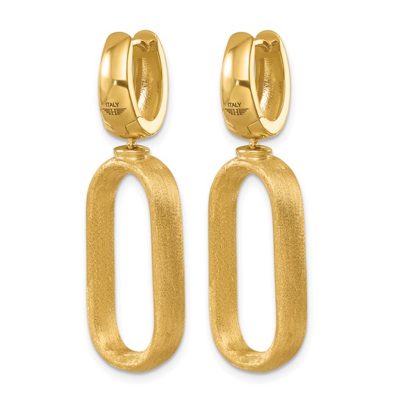 Herco 18K Polished and Brushed Oval Hinged Huggie Hoop Dangle Earrings